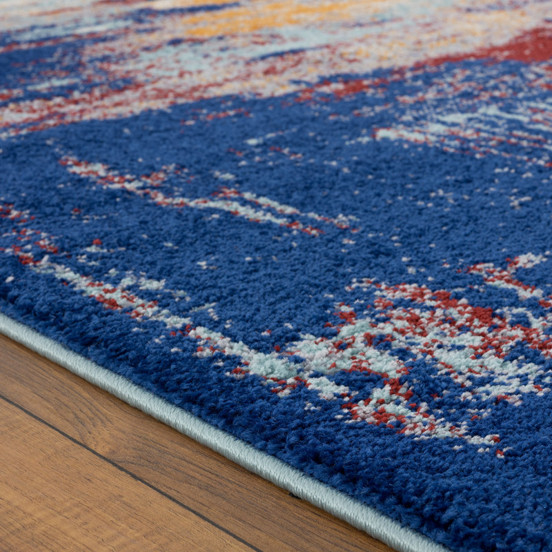 Wrought Studio Bellicent Performance Blue/Ivory Rug & Reviews Wayfair